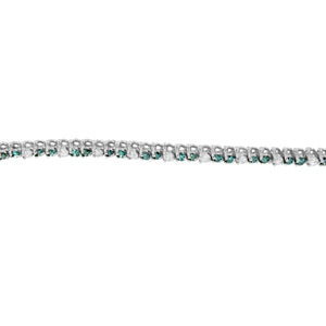 14K White Gold 4 5/8 Cttw Alternating White and Blue Diamond Martini Set Tennis Bracelet (H-I Color, I1-I2 Clarity) - 7" Inches