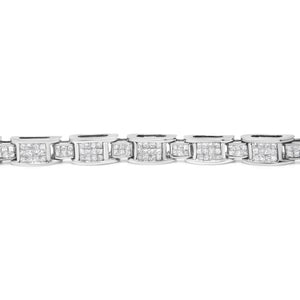 14K White Gold 5.0 Cttw Princess Cut Diamond Invisible Set Alternating Size D Shaped Links Tennis Bracelet (H-I Color, SI2-I1 Clarity) - 7â€