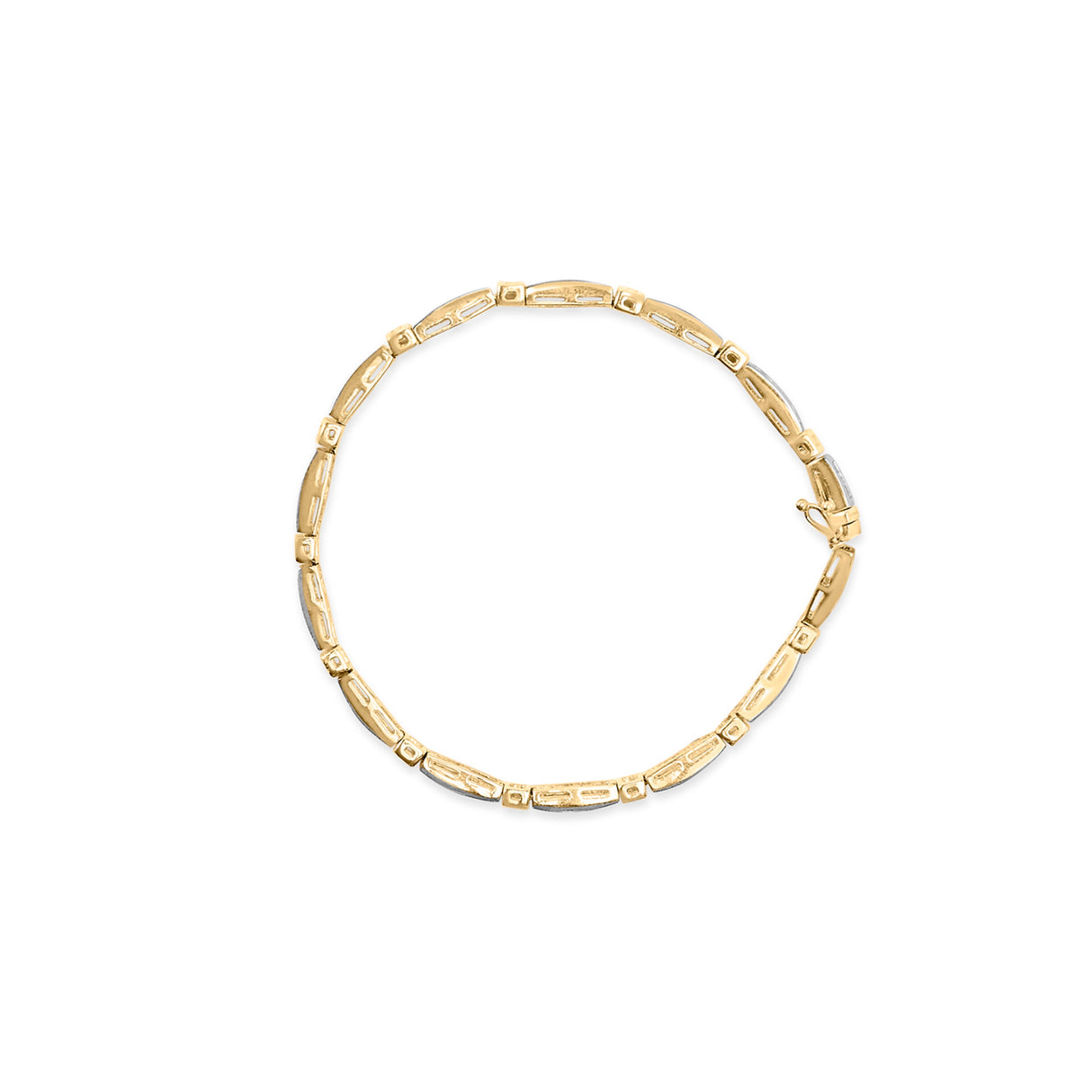 14K Yellow Gold 1.00 Cttw Baguette Diamond Channel Link Bracelet