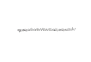 14K White Gold 4.0 Cttw Invisble Set Princess-Cut Diamond Wave Style Link Bracelet (H-I Color, SI2-I1 Clarity) - 7"