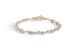 10K Yellow and White Gold 2.00 Cttw Diamond "S" Link 7" Bracelet (H-I Color, I2-I3 Clarity)