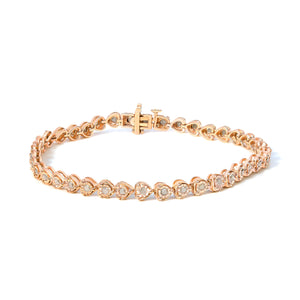 .925 Sterling Silver 1.0 Cttw Miracle Set Diamond Heart-Link 7" Tennis Bracelet (I-J Color, I2-I3 Clarity)