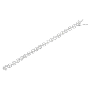.925 Sterling Silver 1/2 Cttw Diamond Nested Circle Miracle Set Open Wheel 7" Fashion Link Bracelet (I-J Color, I3 Clarity)