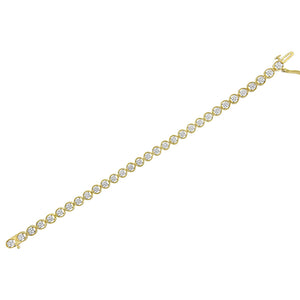 14K Yellow Gold Plated .925 Sterling Silver 1/10 Cttw Diamond Open Circle Beaded Wheel Link Tennis Bracelet (I-J Color, I3 Clarity) - 7.25"