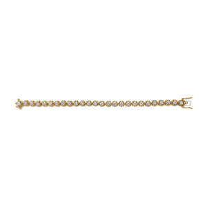 14K Yellow Gold Plated .925 Sterling Silver 3 9/10 Cttw Diamond Buttercup Style Tennis Bracelet