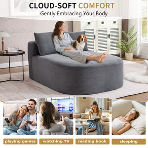 Oversized Chaise Lounge Sofa Bed With Deep Seat And Soft Pillows