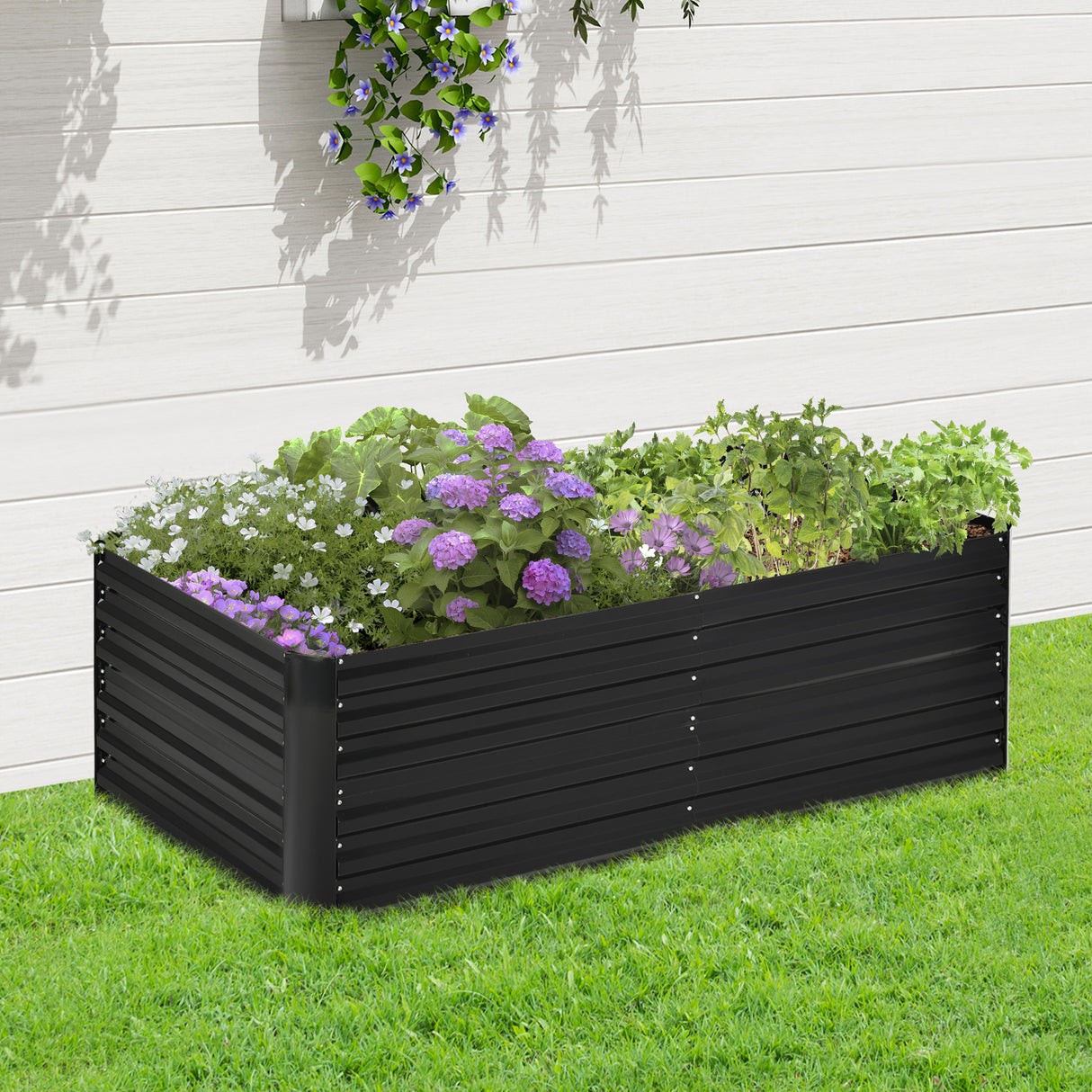 Outsunny Galvanized Raised Garden Bed Kit with Reinforcing Bars