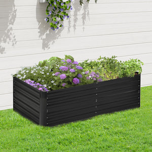 Outsunny Galvanized Raised Garden Bed Kit with Reinforcing Bars