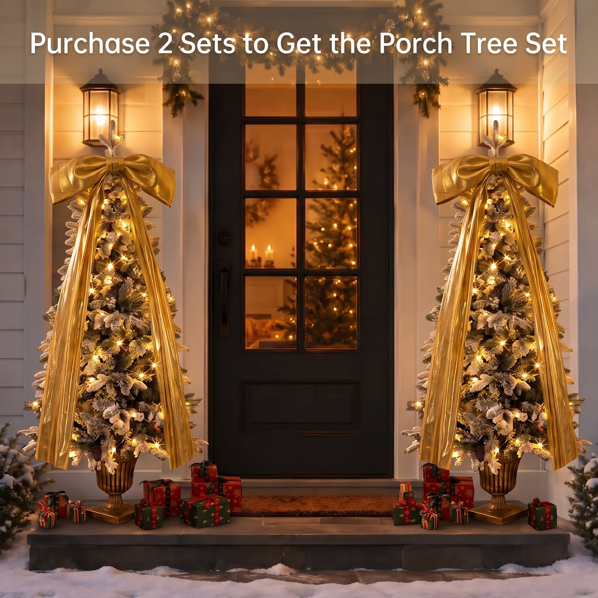 6FT Pre-Lit Flocked Christmas Tree with 42 Real Pine Cones
