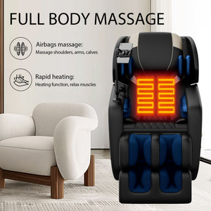 Massage Chair Recliner With Zero Gravity, Full Body Air Pressure - Black