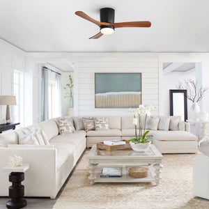 Ceiling Fan With Light, Dimmable 3 Color LED, Silent Matte Black