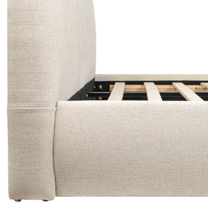 Archie Puffy Grounded Upholstered Platform Bed - Oatmeal Light