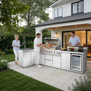 Outdoor Kitchen Island 95.8 Inch 6+1 Burner Propane Gas BBQ Grill 95500 BTU 304 Stainless Steel