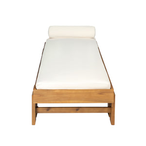 Teak Finish Acacia Wood Daybed with Cream Cushion