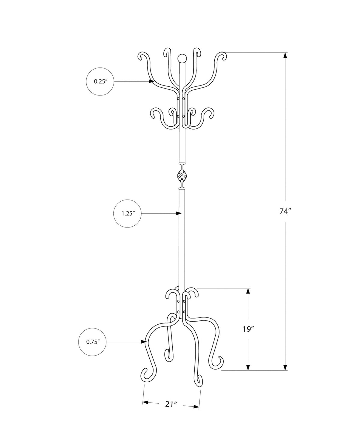 Coat Rack, Hall Tree, Free Standing, 8 Hooks, Entryway, Transitional - Black - Best Buy Furniture