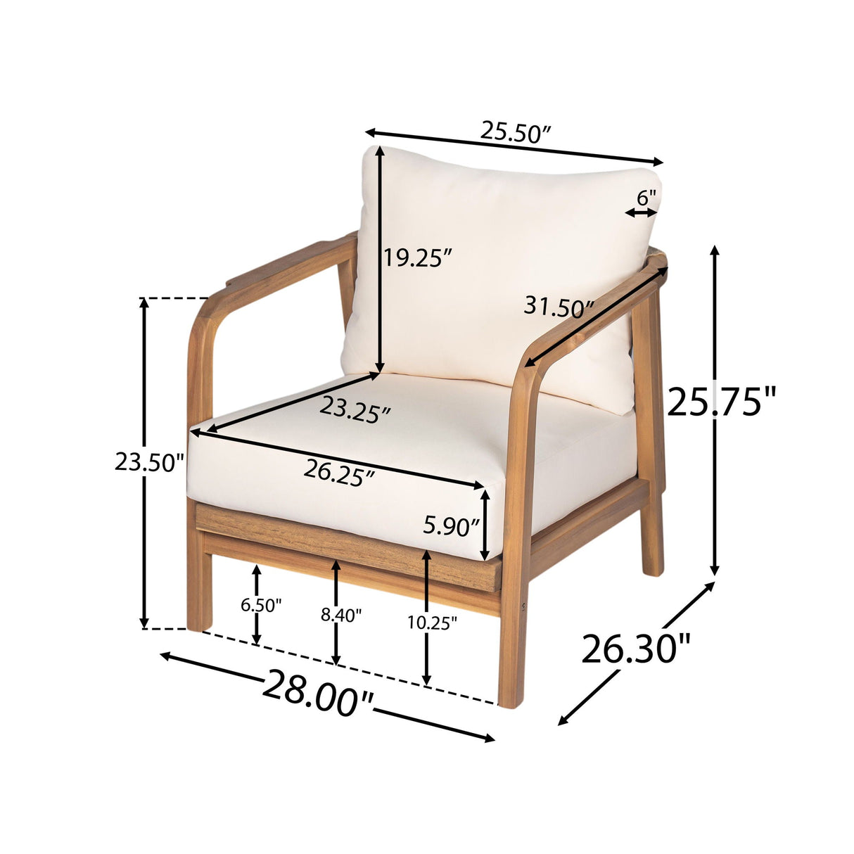 Outdoor Lounge Chair With Woven Backrest, Solid Wood Frame, Comfortable Cushions - Best Buy Furniture