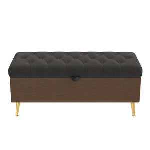 Modern Tufted Storage Ottoman Bench With Metal Legs