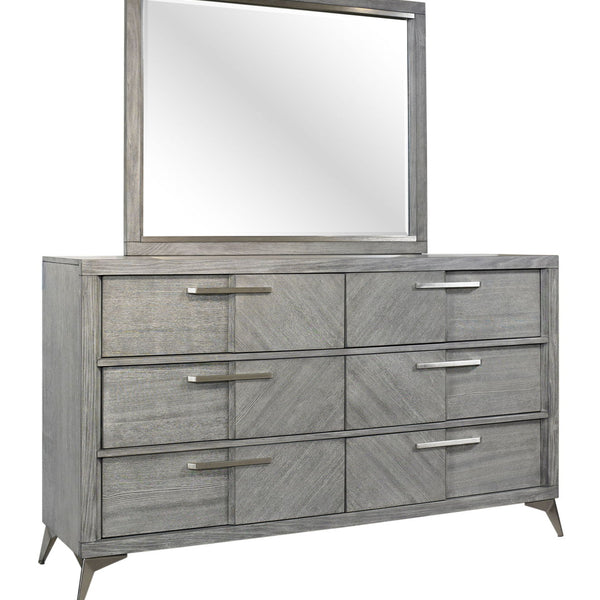 6 Drawer Dresser Book Matched Veneers - Gray