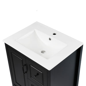 Retro Bathroom Vanity With Sink, Soft Closing Cabinet & Drawers