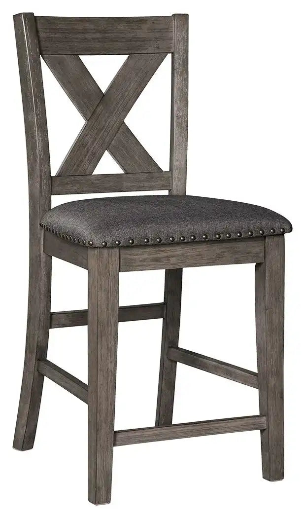 Caitbrook - Upholstered Barstool (Set of 2) - Gray - Best Buy Furniture