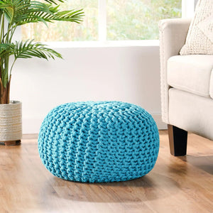 Moro - Knitted Cotton Round Pouf With Pumpkin Shape - Best Buy Furniture