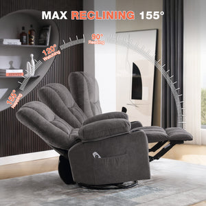 Massage Swivel Rocker Recliner Chair with Vibration Massage and Heat - Living Room