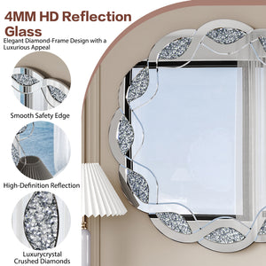Silver Crush Diamond Round Wall Mirror