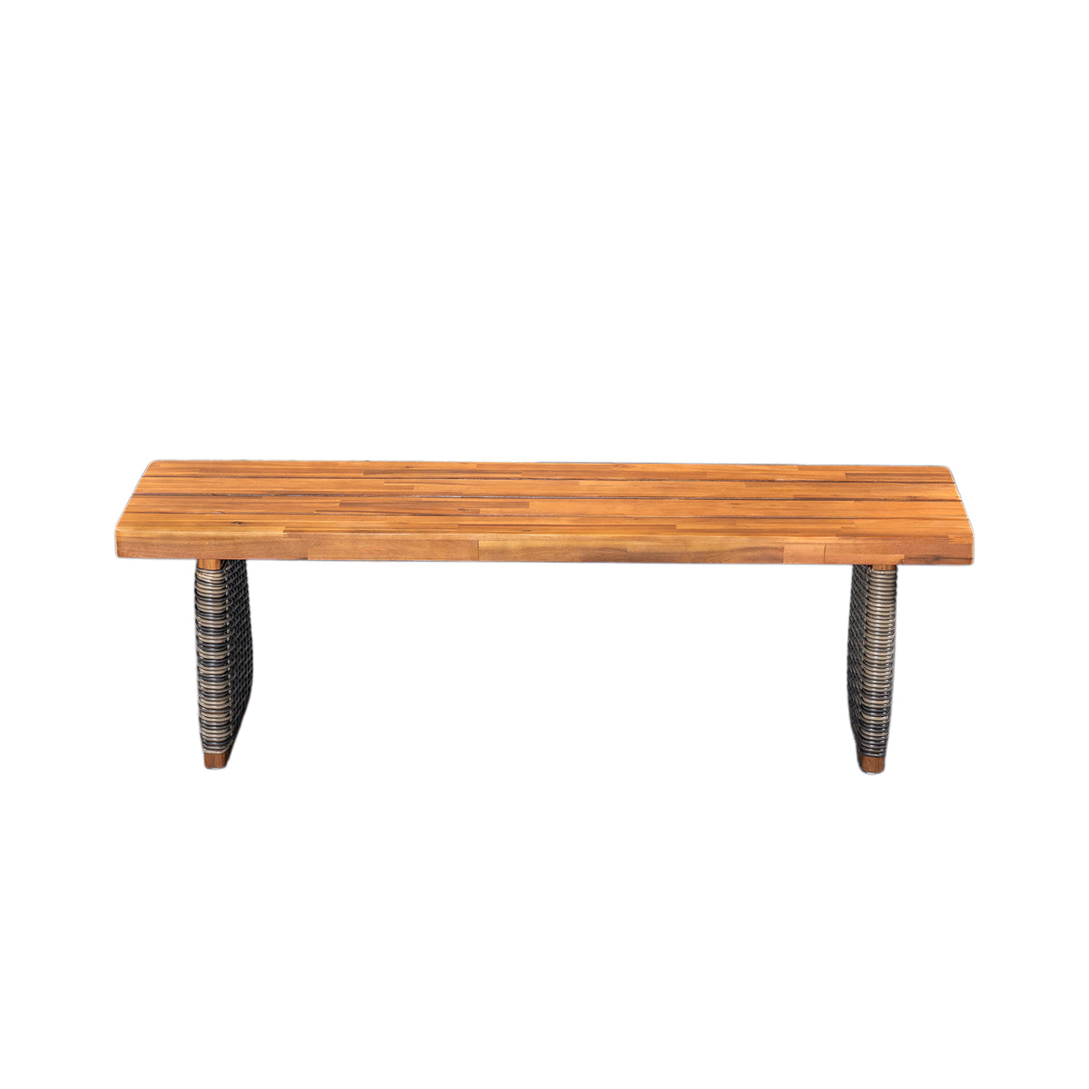 Outdoor Acacia Wood Bench with Teak Finish