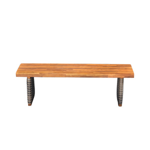 Outdoor Acacia Wood Bench with Teak Finish