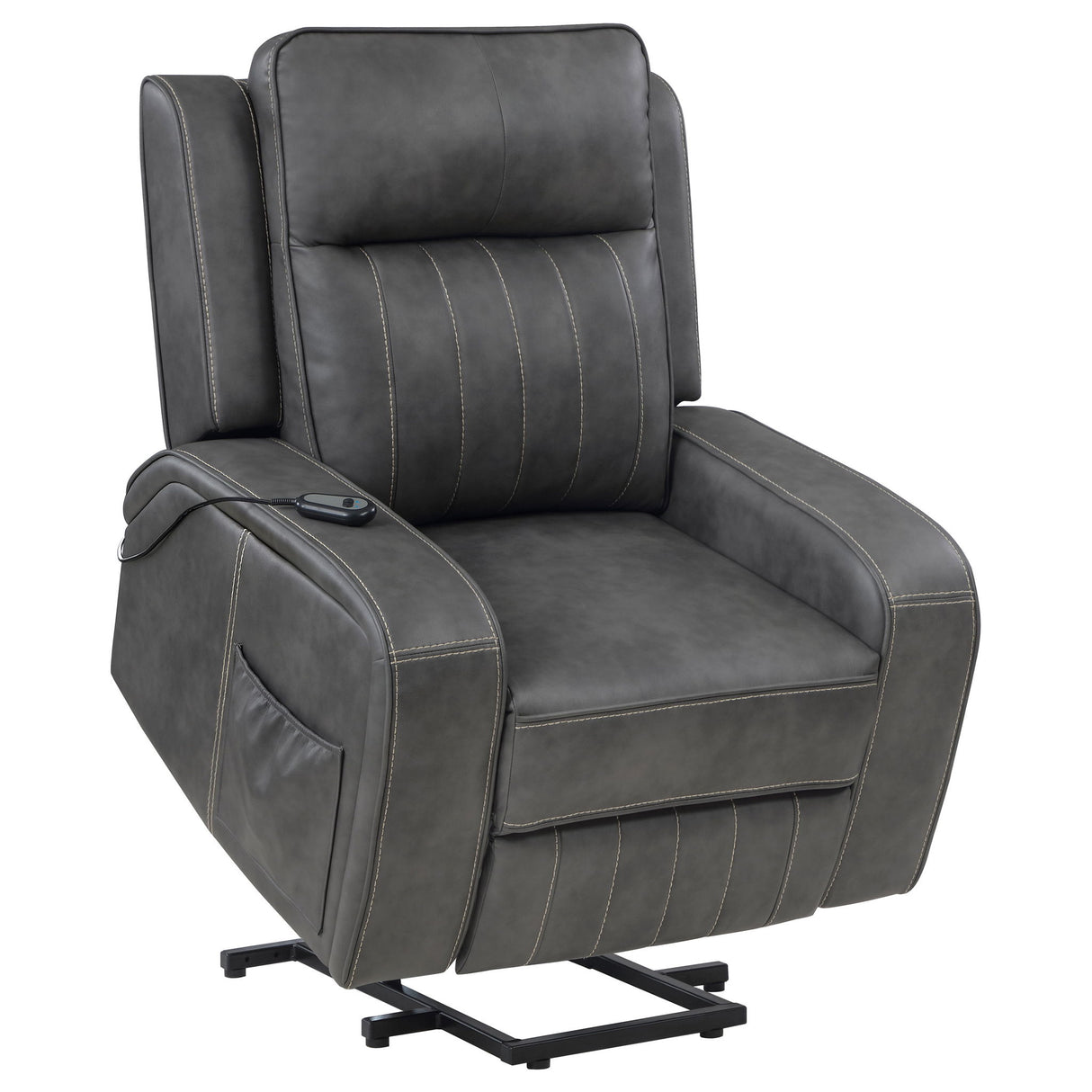Mckinley - Upholstered Power Lift Recliner Chair With Remote Control - Gray