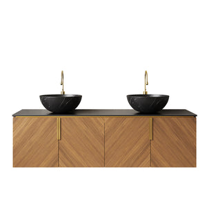ARAI 60" Bathroom Vanity with Floating Plywood Cabinet and Ceramic Basin