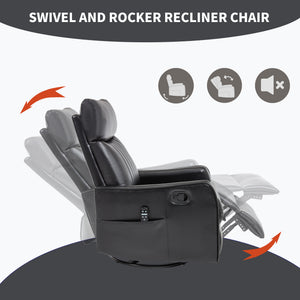 Black Faux Leather Heat Massage Manual Recliner Chair