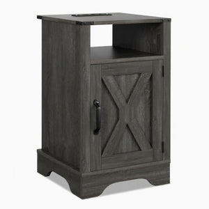 Farmhouse Nightstand, Charging Station & Storage