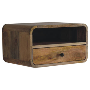 Large Floating Bedside, 1 Drawer, 1 Open Slot, Oak-ish
