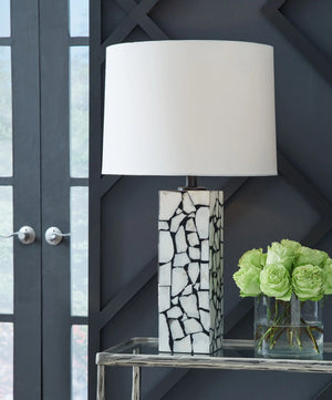 Macaria - Marble Table Lamp - White / Black - Best Buy Furniture