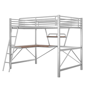 Loft Bed With Desk And Shelf, Modern Design