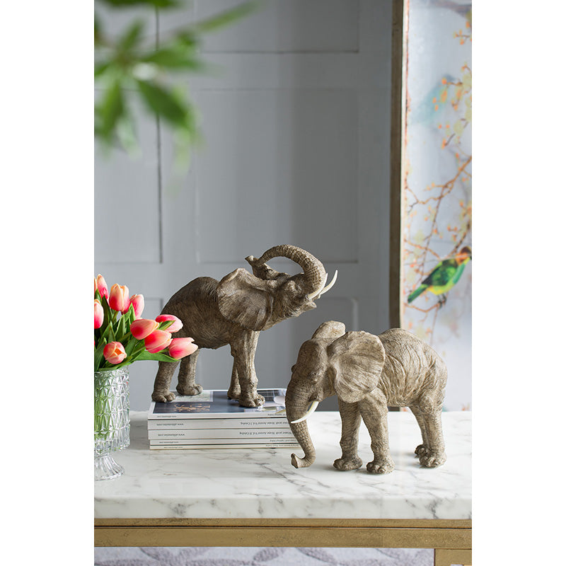 15x8x12" Tai Polyresin Elephant Accent, Trumpeting