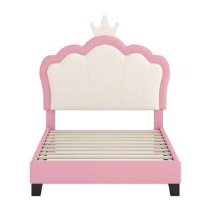 Upholstered Princess Platform Bed With Crown Headboard