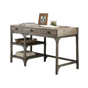 Gorden - Weathered Antique Metal Writing Desk - Oak - Best Buy Furniture