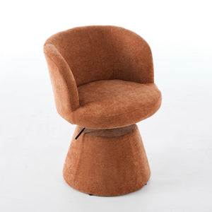 Adjustable Height Swivel Bar Stool with Chenille Upholstery - Terracotta