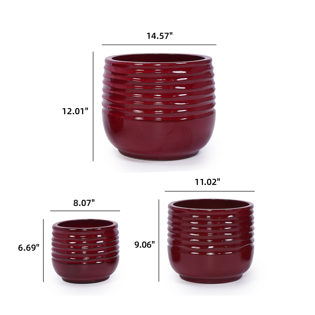 Handmade Glazed Ceramic Planter Set of 3