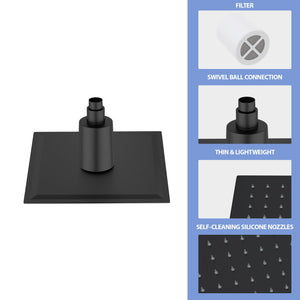 Ultra Thin 8" Square Rain Shower Head 304 Stainless Steel, Wall / Ceiling Mounted
