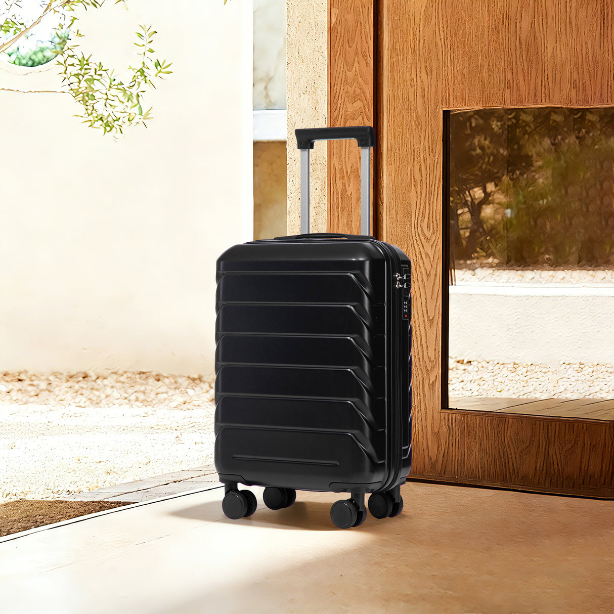 20 Inch ABS Hard Shell Travel Checked Luggage - Black