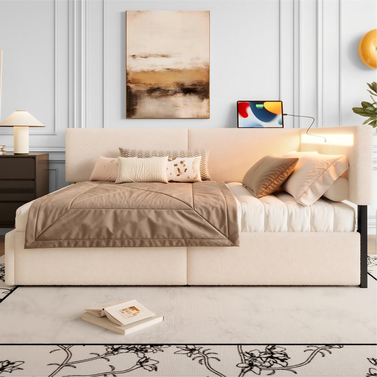 Full Size Upholstered Cloud Bed Frame with Headboard
