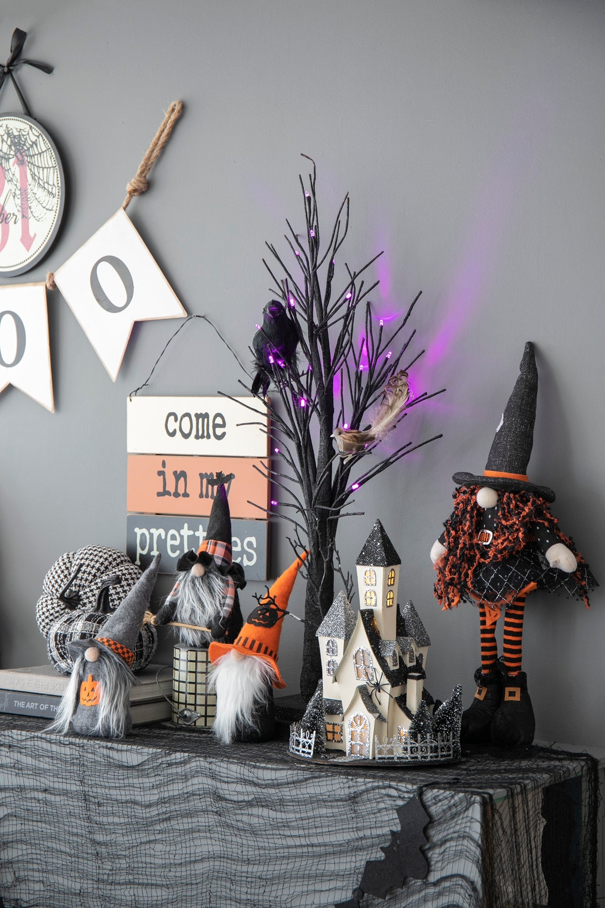 Set of 2, 10.6"H Halloween Gnome Decor