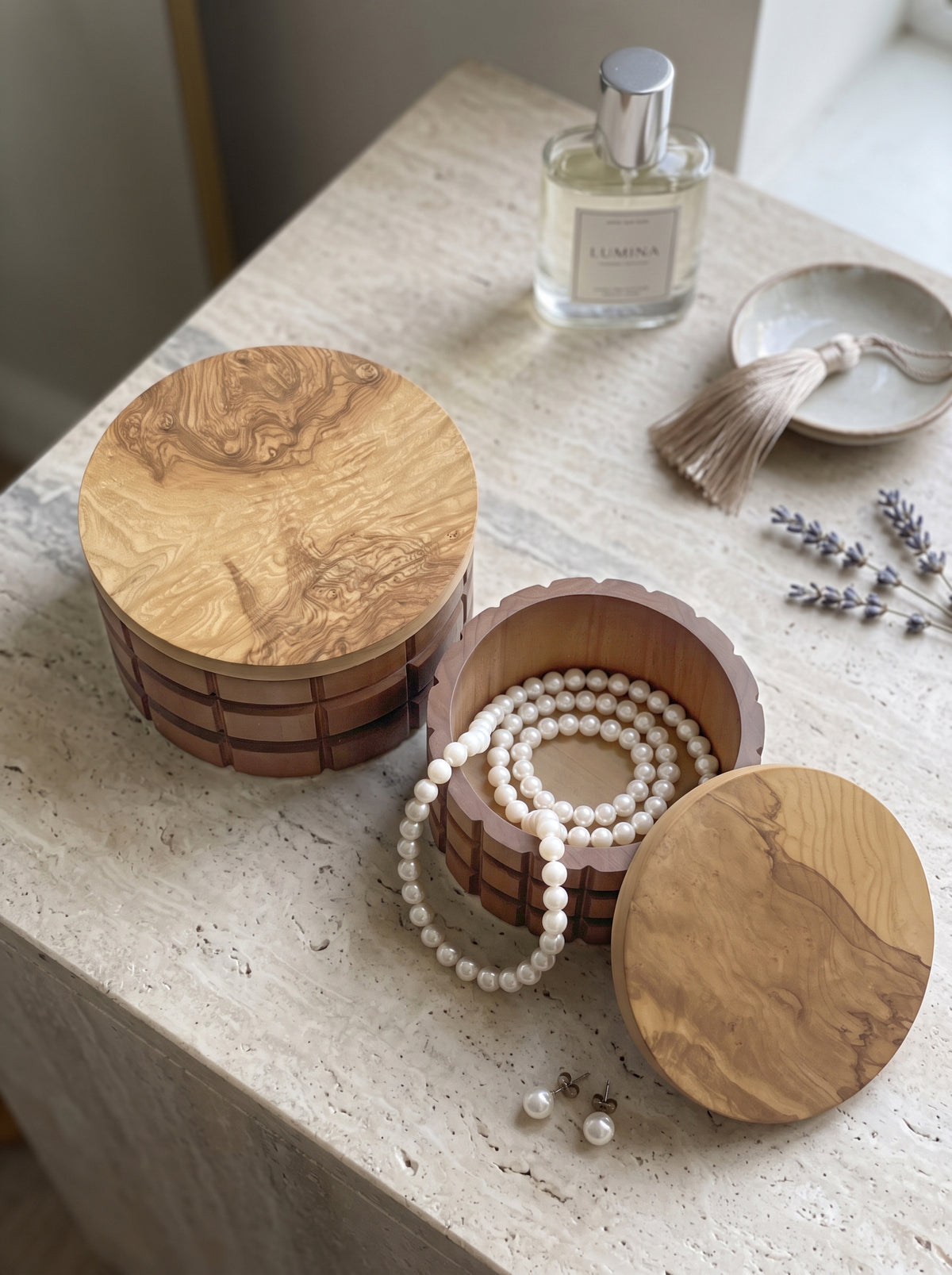 Set of 2 Textured Wood Box