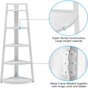 Tall 5 Tier Corner Bookshelf For Living Room
