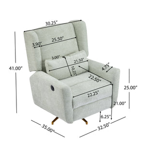 Power Recliner Chair Swivel with Boucle Upholstery and 360° Swivel