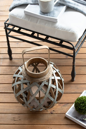 Decorative Lantern With Handle, Wooden Lantern For Indoor Outdoor, Home Garden, Wedding - Silver