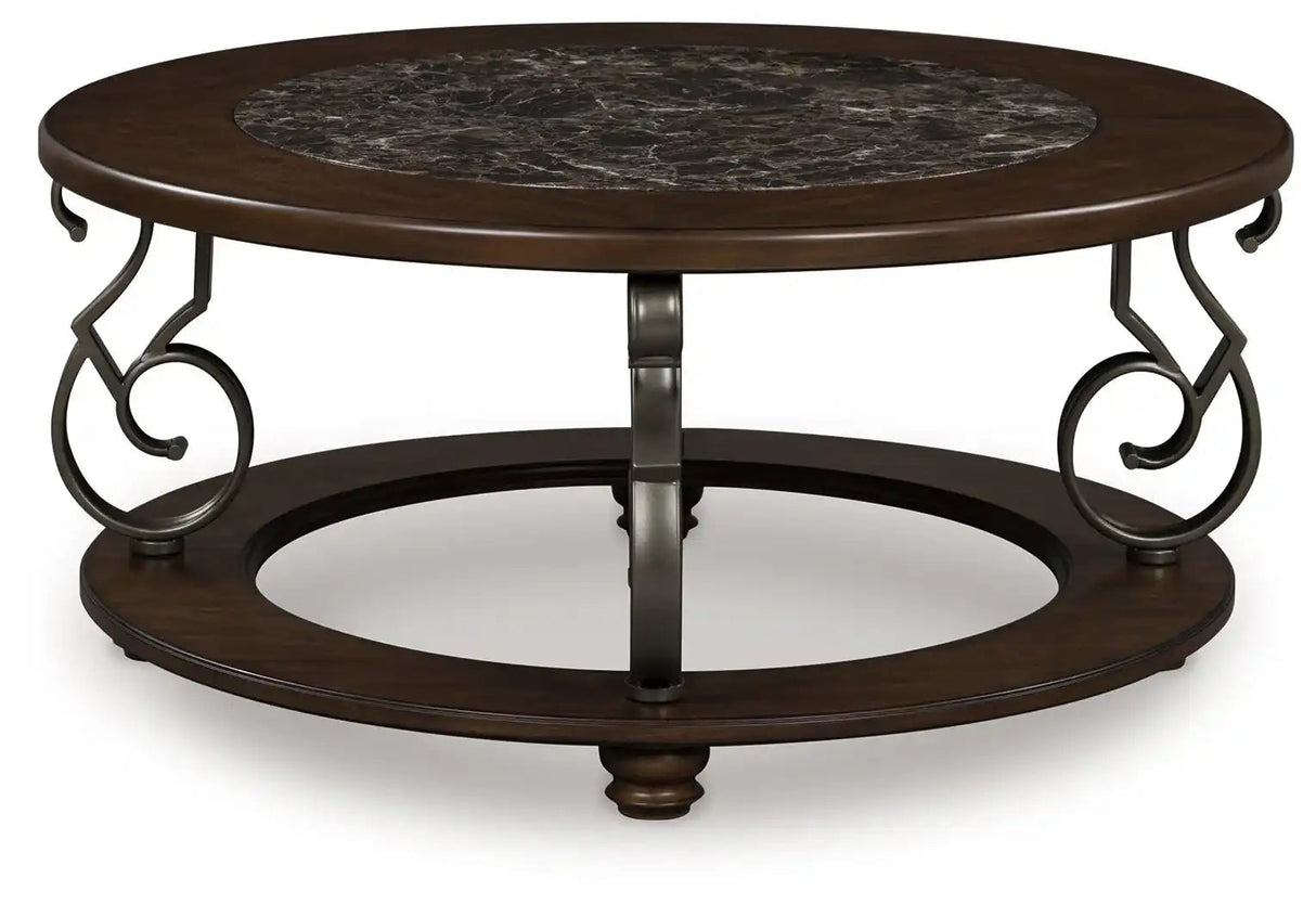 Frallyn - Round Cocktail Table - Dark Brown - Best Buy Furniture